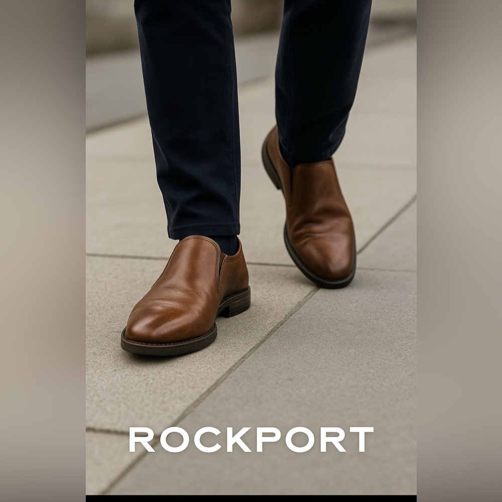 Rockport Men's Brown Leather Slip-On Loafers